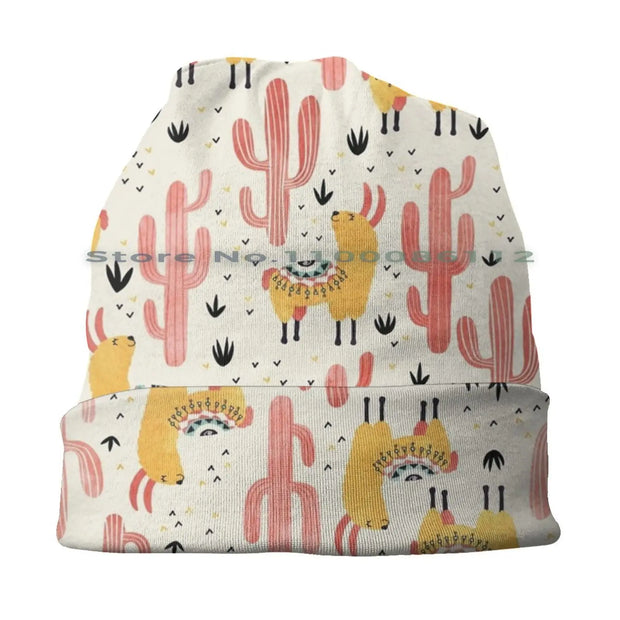 Yellow Llamas Red Cacti Bucket Hat Whimsical Summer Cap
