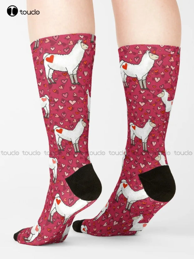 Llama Heart Couple Socks One Size Fits All
