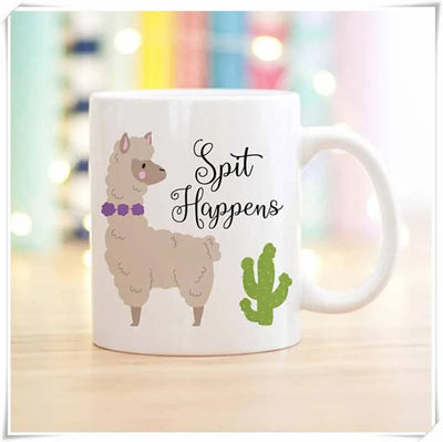 "Spit Happens" Llama Mug