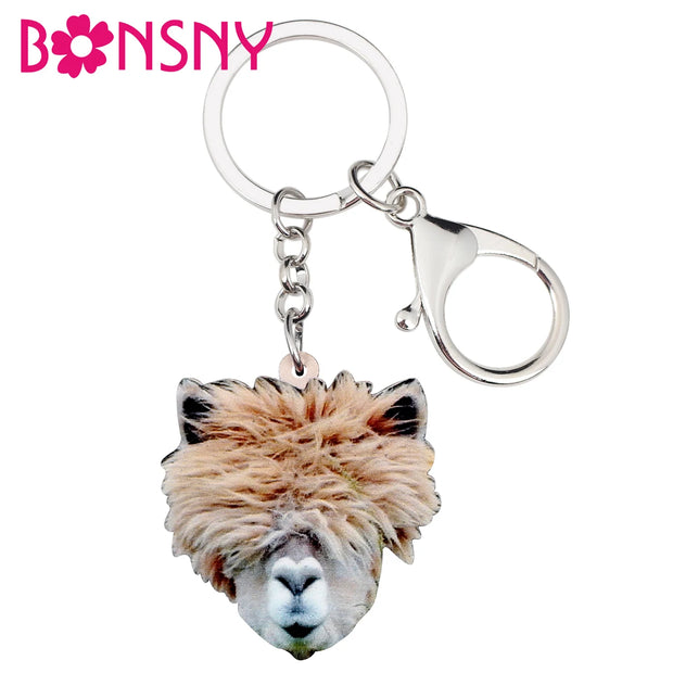 Bonsny Alpaca Llama Keychain - Cute Animal Jewelry for Women/Girls