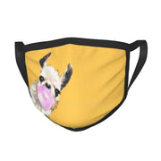 Mustard Yellow Sneaky Llama Bucket Hat With Pink Bubble Gum Design