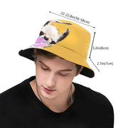 Mustard Yellow Sneaky Llama Bucket Hat With Pink Bubble Gum Design