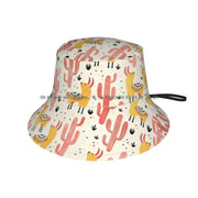 Yellow Llamas Red Cacti Bucket Hat Whimsical Summer Cap