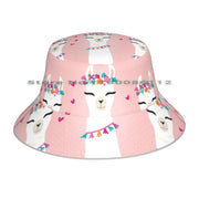 Pink Llama Hearts Design Beanie, Bucket Hat, or Scarf Mask