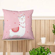 Pink Llama Cartoon Pillow Cover