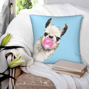 Sneaky Bubblegum Llama Blue Pillowcase